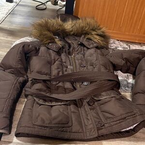 Abercrombie & Fitch Brown Jacket with Faux Fur